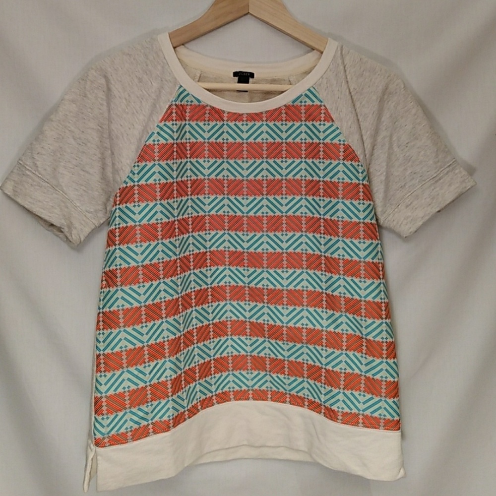 J.Crew sweatshirt material top w/embroidery panel